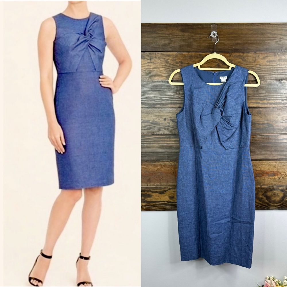 J Crew Blue Linen Sleeveless Dress